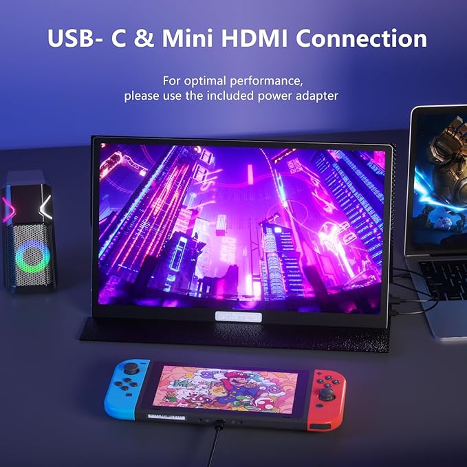 15.6 Inch 4K UHD Portable Gaming Monitor 120% sRGB Lightweight Metal Touchscreen with Type-C Mini HDMI Travel Monitor for Laptop, PC, Mac, PS4/5, Switch