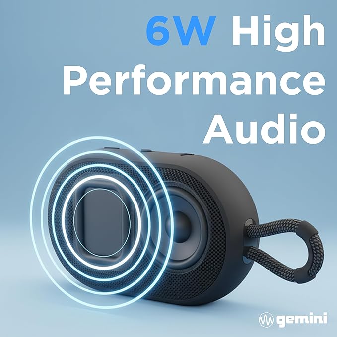 Gemini Mini Bluetooth Speaker - Small Portable Waterproof with Carabiner, Compact Travel Design, IPX7 Shower Proof, 12Hr Battery, TWS Pairing for Outdoors, Beach, Hiking (BEATORB)
