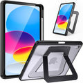 Case for iPad A16/10th Generation 2025/2022, Dual Multi-Angle Adjustable Kickstand Full Protective Case with Built-in Pencil Holder for Home Office School (Black, iPad A16/10th)