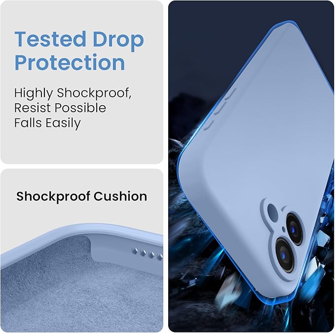 FireNova Designed for iPhone 16 Plus Case, Silicone Upgraded [Camera Protection] Case, Soft Anti-Scratch Microfiber Lining Inside, 6.7 inch, Light Blue