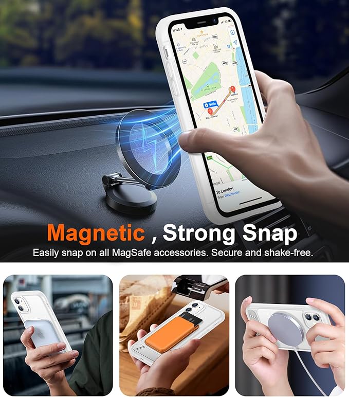 Magnetic Compatible with iPhone 11 Phone Case, [Built-in Invisible Kickstand][Compatible with MagSafe] [Military Grade Shockproof] Slim Translucent Matte Phone Case for iPhone 11 6.1"