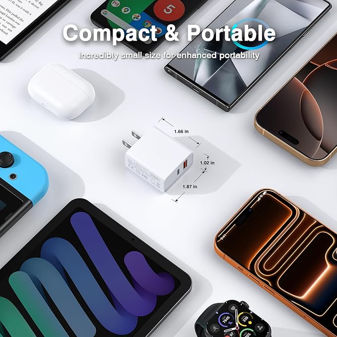 USB C Wall Charger, 3Pcs 20W PD + QC3.0 USBC Charger Block Super Fast Power Output Rapid Charging Box Wall Plug Cube for iPhone 16/17, Samsung Galaxy S24, Motorola, LG, Google Pixel 6Pro(Sea Blue)