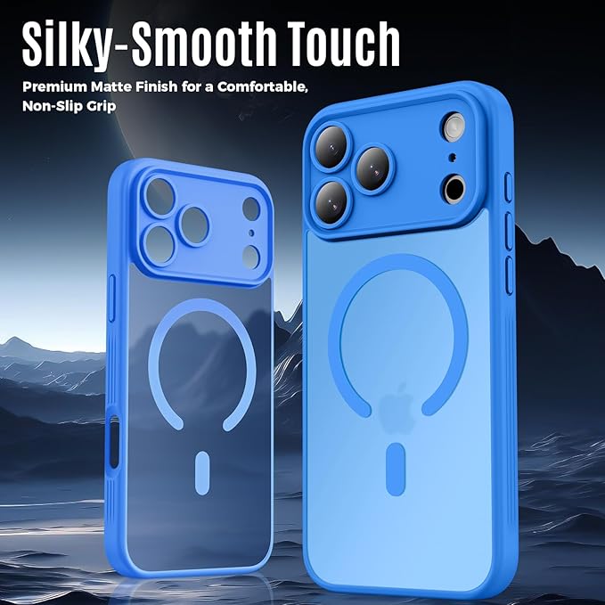 Symcele Designed for iPhone 17 Pro Case, Compatible with MagSafe, [Camera Protection] [15FT Military Drop Protection] Shockproof Translucent Matte Anti-Slip Phone Case, 6.3", Blue