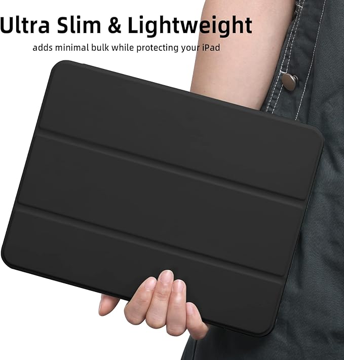 Wenlaty Case Compatible with iPad Pro 11 Inch 4th/3rd/2nd Generation with Pencil Holder, for iPad Pro 11 Case 2022/2021/2020, Trifold Slim Protective Cover with Soft TPU Back, Auto Wake/Sleep, Black