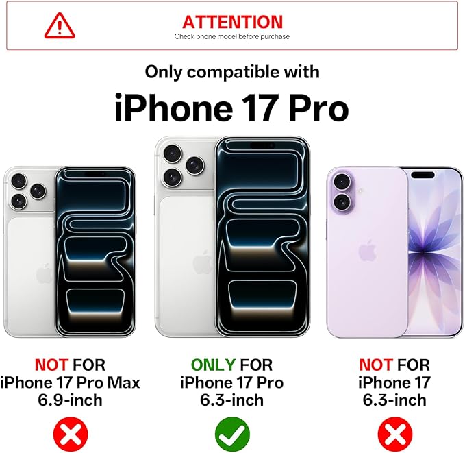 3-in-1 Set for iPhone 17 Pro Case with Camera Stand [1 Screen Protector & 1 Camera Lens Protector ][Fits MagSafe][Shockproof & Magnetic][Translucent Matte] Fashion Phone Case for 17 Pro (Silver)