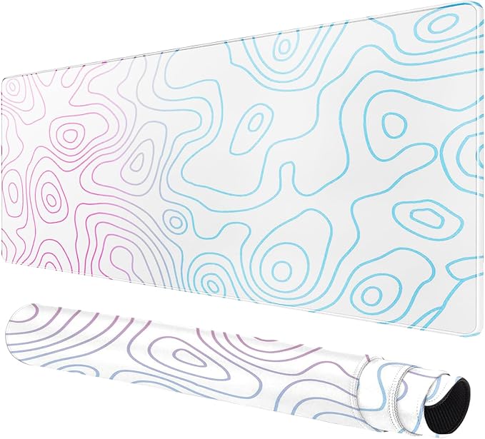 Rcege Large Mouse Pad for Desk - Gaming Mouse Pad with Stitched Edges, Anti-Slip Base for Keyboard and Mouse(Dazzle White,23.6x11.8 inch)