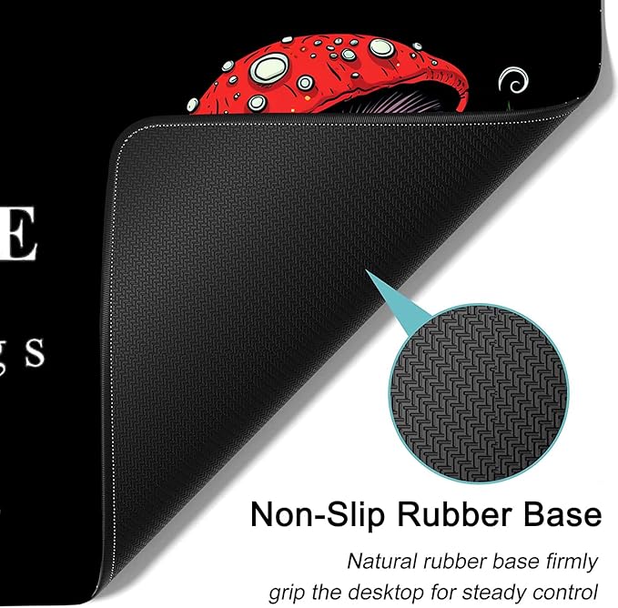 Large Mouse Pad, 31.5 x 11.8in Extended Gaming Mouse Pad with Stitched Edges, XXL Mousepad Protector Non Slip Rubber Base for Office and Home Writing Mat,Red Mushroom Pattern Black Desk Mat