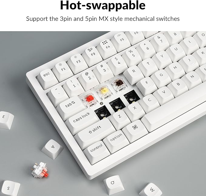 Keychron K4 Pro QMK/VIA Bluetooth Wireless Mechanical Keyboard, 96% Layout Custom Programmable Gaming Keyboard with White Backlit, Hot-Swappable K Pro Red Switch for Mac Windows Linux - White