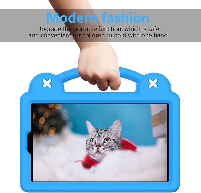 AKABEILA Compatible with Huawei MediaPad M3 Lite S 8.0/Samsung Tab A 8.0 2019 T290/T295/Tab A7 Lite 8.7 T220/T225 2021 Tablet Case, Kids Case with Shoulder Strap & Stand Handle Sky Blue