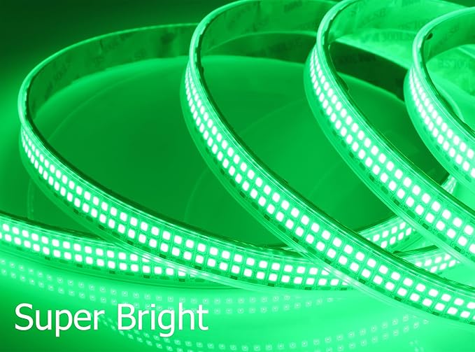 LEDENET Outdoor Green 12V LED Strip Lights 16.4ft, Double Row Super Bright 2400 LEDs Waterproof IP67, Dimmable Flexible Tape Lights for Outdoor, Truck, RV, and Boat Lighting