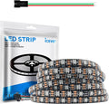 16.4FT WS2812B 5V LED Strip Lights 300 Individual Addressable RGB IC 5050SMD LEDs - Flexible Black PCB IP65 - 60LEDs/m MagicRGB Dream Color for DIY Chasing Color Project (No Power Supply & Controller)