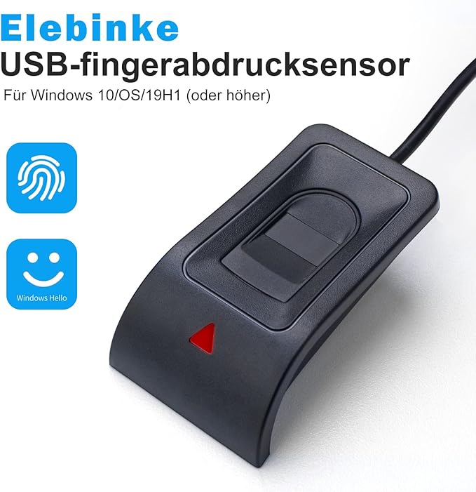 USB Fingerprint Reader Fingerprint for Windows10/11, Windows Hello Automatic Driver Installation with 5ft Extension Cable-Windows Password Free Operation