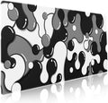 Black White Grey Mouse Pad XXL Anime Cool Geometric Japanese Extended Desk Mat 90X40 CM Non-Slip Rubber Base Stitched Edge Large Mousepad for Gaming Laptop Computer Desktop 35.4×15.7 Inch