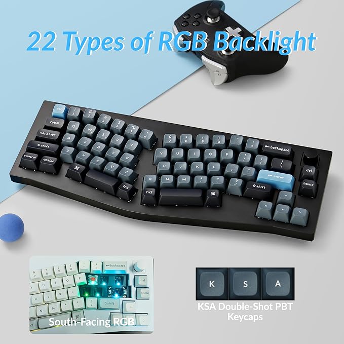 Keychron Q8 Pro QMK/VIA Programmable Wireless Custom Mechanical Keyboard, 65% Alice Layout Bluetooth/Wired, Hot Swappable, Ergonomic, Aluminum, RGB Backlit for Mac Windows Linux-Black