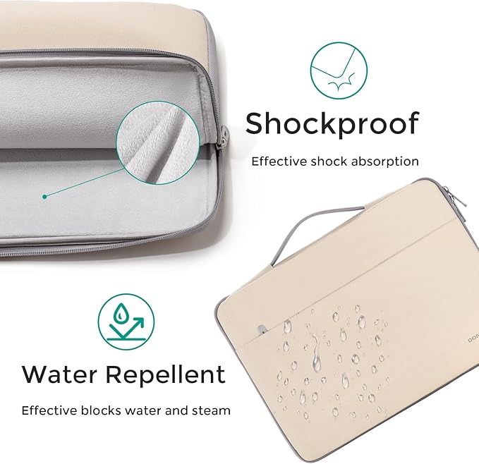 DOMISO 17 inch Laptop Sleeve Protective Case Cover Compatible with 17-17.3 inch HP Dell ASUS Lenovo Chromebook,Waterproof Computer Cases Bag with Handle,Beige