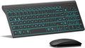 TopMate Wireless Keyboard and Mouse Ultra Slim Combo, 2.4G Silent Compact USB 2400DPI Mouse and Scissor Switch Backlit Keyboard Set, for PC/Laptop/Windows/Mac/Gaming - Matte Black