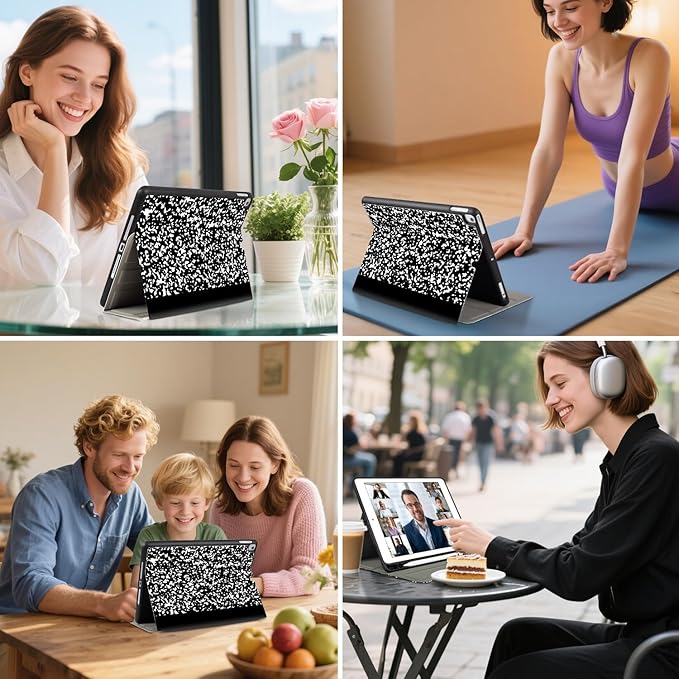 Vimorco Case for iPad Air 3rd Gen 2019,for iPad Pro 10.5 inch 2017/2019,for iPad 9th/8th/7th Generation 10.2 inch,4 Viewing Angles,Pencil Holder,Full Protective Cover,Auto Sleep/Wake,Composition Book