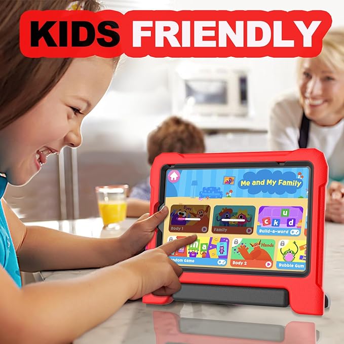 YIHE Kids Case for 8.3 inch iPad mini 7 (A17 Pro) 2024 & iPad mini 6 (A15) 2021, Shockproof Cases for iPad mini 7th/6th Generation with Built-in Screen Protector & Handle Stand, Red&Black