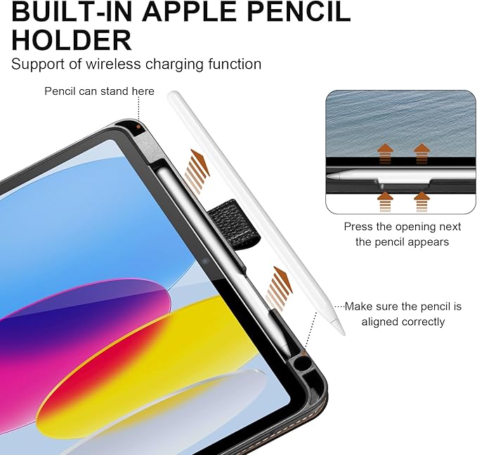 Genuine Leather Case for iPad 11th Gen 11" (2025/A16) & 10th Gen 10.9" (2022) | with Pencil Holder and Adjustable Stand, Magnetic Closure, Auto Wake/Sleep Cover | Black