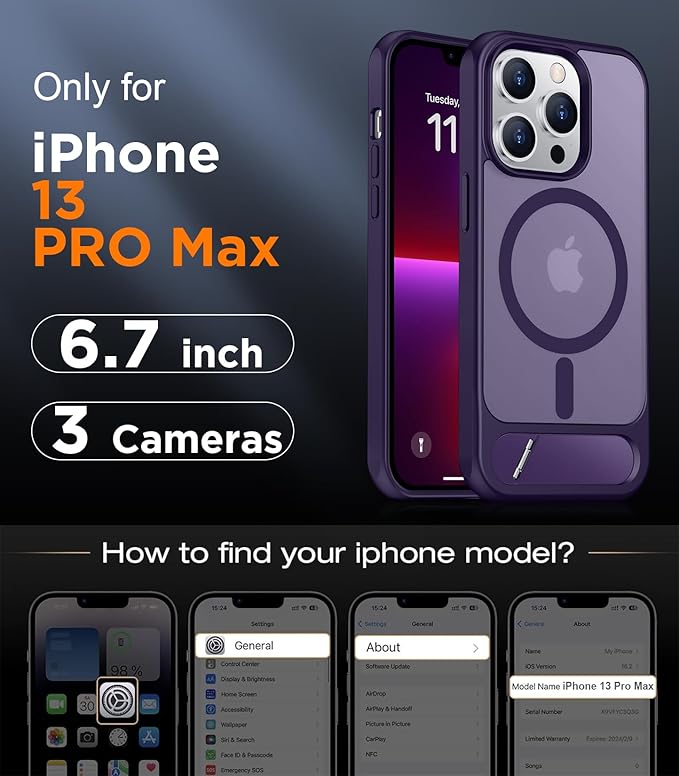 Magnetic Compatible with iPhone 13 Pro Max Case, [Built-in Invisible Kickstand][Compatible with MagSafe] [Military Grade Shockproof] Slim Translucent Matte Phone Case for iPhone 13 Pro Max 6.7"
