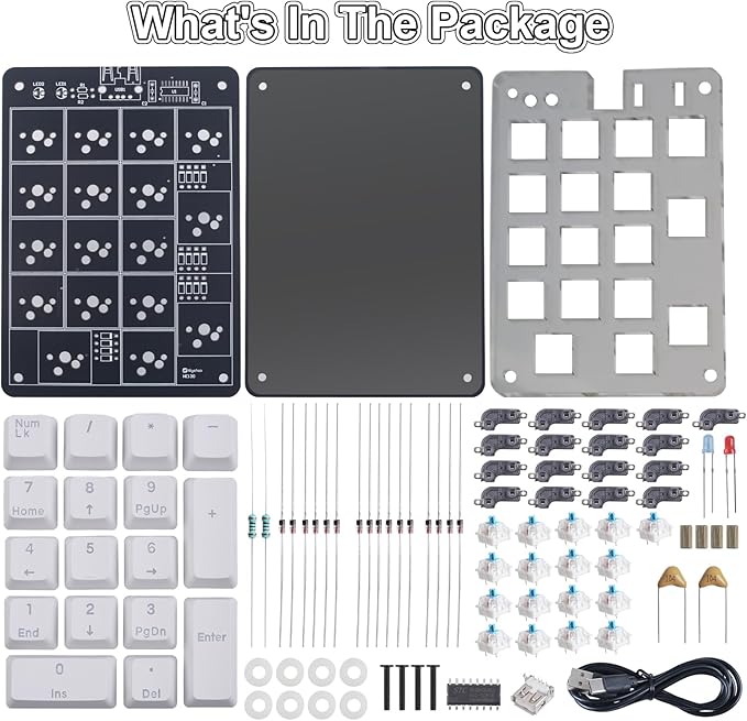Icstation Numeric Keypad Soldering Practice Kit, 17 Key USB Hot-Swappable Blue Switches Mechanical Number Pad with PBT Keycaps STEM Soldering Project for School Learning Hobbyists Laptop PC Computer