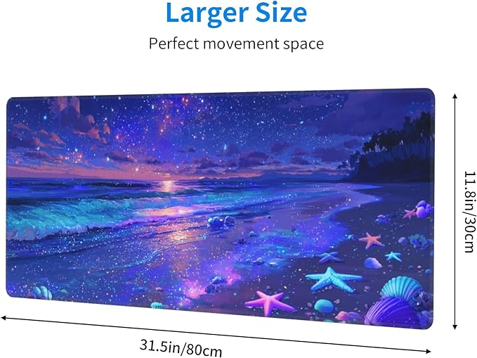 Beach Mouse Pad Extended Large Gaming Mouse Pad XL Stitched Edges for Gamer Home Office 31.5 X 11.8 Inch
