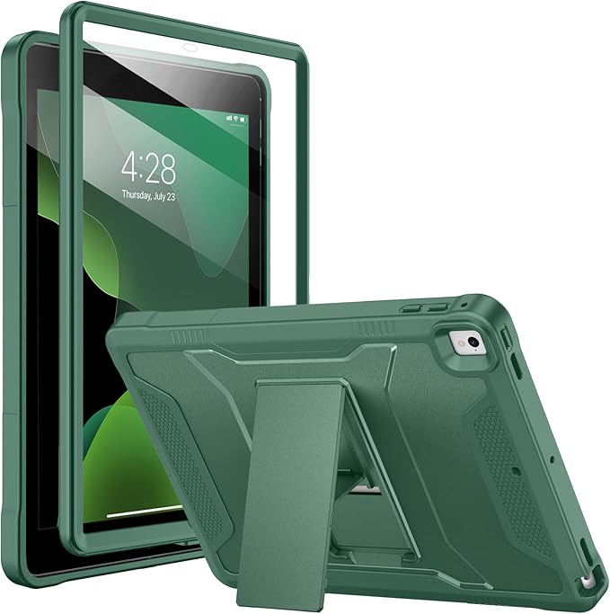 Soke Case for iPad 6th/5th Generation 9.7 Inch 2018/2017,with Built-in Screen Protector and Kickstand, Rugged Full-Body Heavy Duty Protective Cover for Apple iPad Air 2 /Pro 9.7 - Midnight Green