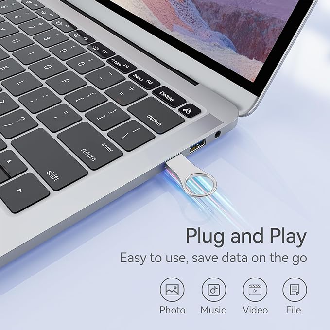 RAOYI 5 Pack 32GB Metal Key Shape USB Flash Drive, USB 2.0 Memory Stick Thumb Drives Jump Drive for PC Laptop Desktop Computer-Silver