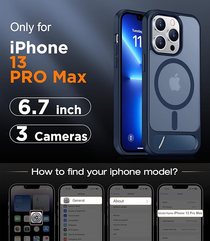Magnetic Compatible with iPhone 13 Pro Max Case, [Built-in Invisible Kickstand][Compatible with MagSafe] [Military Grade Shockproof] Slim Translucent Matte Phone Case for iPhone 13 Pro Max 6.7"