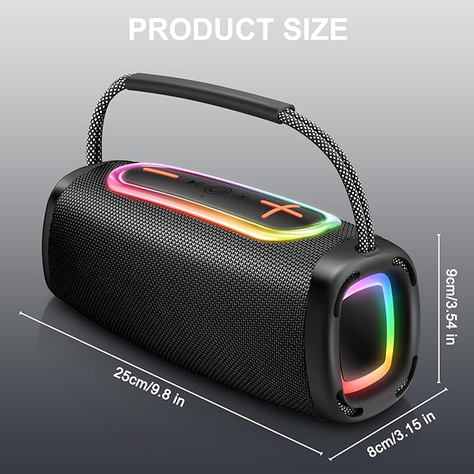 Bluetooth Speaker with Handle, BT5.4 Portable Wireless Speaker with 24W Loud Stereo Sound, IP6 Waterproof, Portable Speaker with RGB Multi-Color Rhythm Lights for Outdoor/Home/Party/Beach as Gift