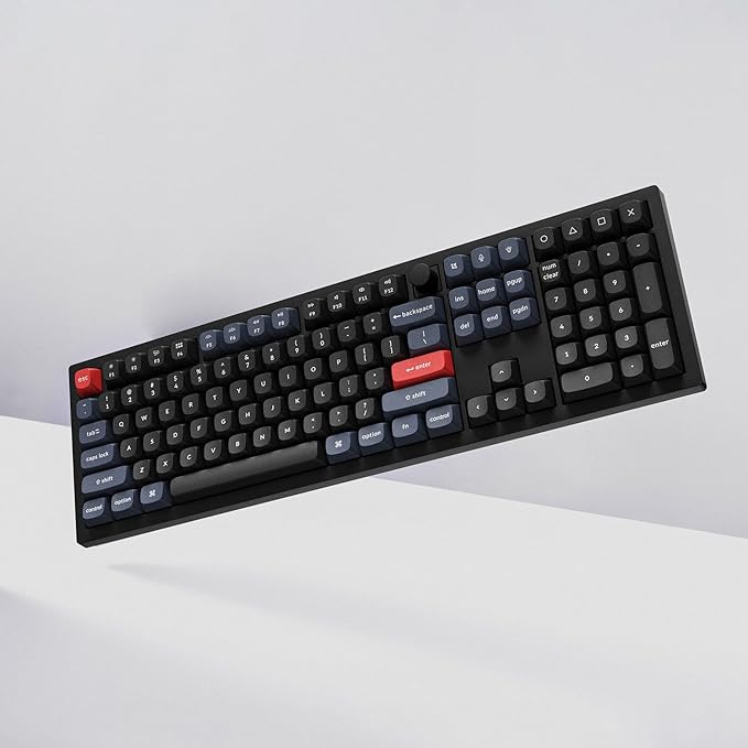 Keychron V6 Wired Custom Mechanical Keyboard Knob Version, Full-Size QMK/VIA Programmable Macro with Hot-swappable Keychron K Pro Red Switch Compatible with Mac Windows Linux Black (Non-Transparent)