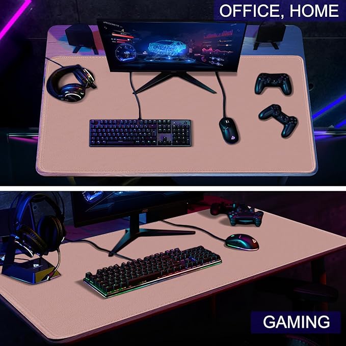 Large Mouse Pad, XXL Extended Computer Keyboard Mouse Mat with Stitched Edges, 31.5" x 15.7" Non-Slip Waterproof Rubber Base Office Big Long Gaming Mousepad for Work, Game, Office, Home, Pink