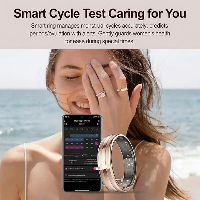 Smart Ring for Women Health Ring Fitness Ring Fitness Tracker with Sleep Heart Rate Monitoring Pedometer Calorie for Android iOS
