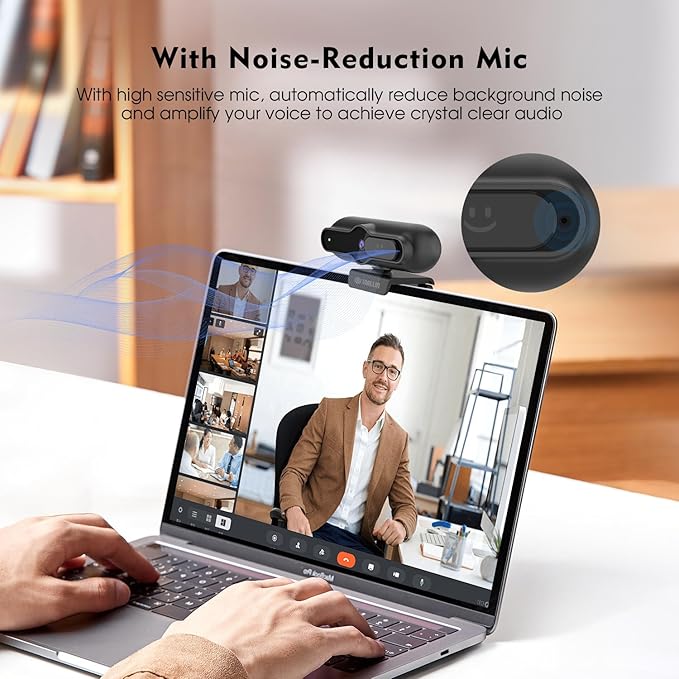 TOALLIN 4K Webcam for PC, Built-in Mic, 1080P@60FPS, PDAF Autofocus, 1/2.5" Sensor & 12MP, Sliding Privacy Cover, USB Web Camera for Streaming, Gaming, Conferencing and Video Calls