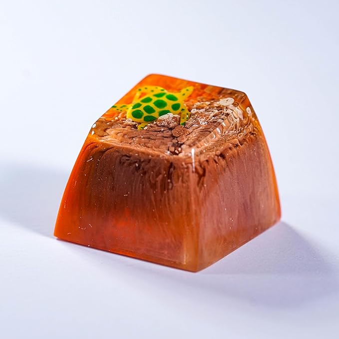 Sea Turtle Artisan Keycap Brown and Orange Ocean R1 SA Profile Custom Sea Creatures Keycaps 1U ESC Handmade Gaming Resin Key Cap Cherry MX Switch Compatible Mechanical Keyboard Turtle Lover Gift