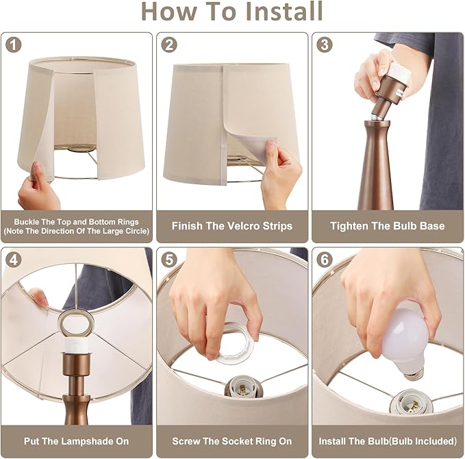 Seealle Modern Table Lamps Set of 2 - Touch Bedside Lamp for Nightstand with Dual USB C+A,3-Way Dimmable Brown Nightstand Lamps for Living Room Bedroom End Table with Oat Shade(Bulb Included)