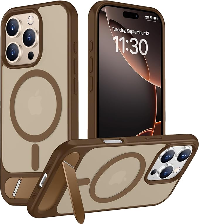 Magnetic Compatible with iPhone 16 Pro Max Case, [Built-in Invisible Kickstand][Compatible with MagSafe] [Military Grade Shockproof] Slim Translucent Matte Phone Case for iPhone 16 Pro Max 6.9"