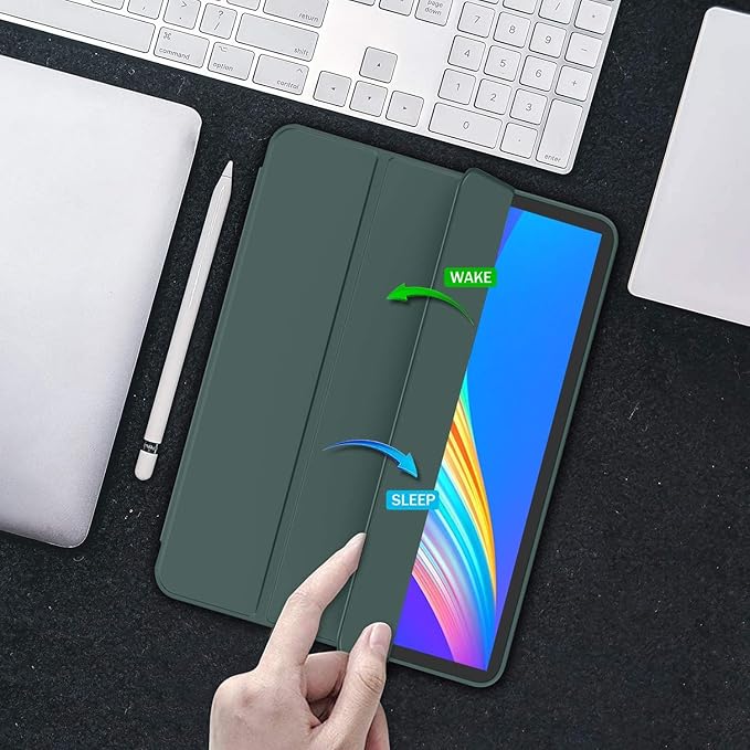 iMieet iPad Pro 13 Inch Case (M5/M4) 2025/2024 with Pencil Holder, Trifold Stand Smart Case with Soft TPU Back, Auto Wake/Sleep (Midnight Green)