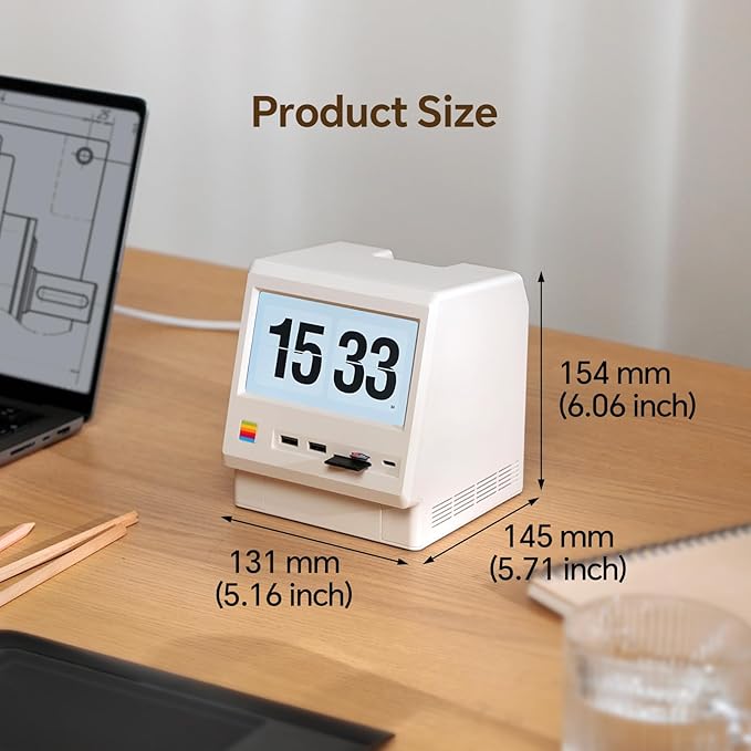 M5 Retro Dock Station for Mac mini M4, 5’inch HD Display, 10Gbps M.2 NVMe SSD Enclosure, SD/Micro SD Reader 4.0, 4*USB-A 1*USB-C 10Gbps, 3.5mm Earphone Jack,