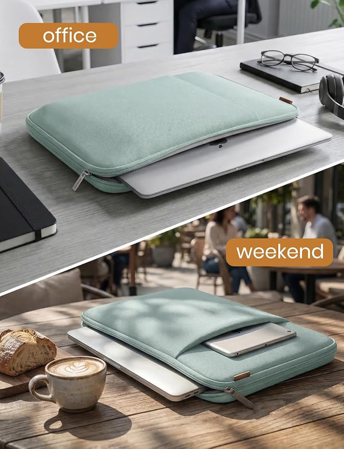 DOMISO Laptop Case Laptop Sleeve Cover Compatible with 15 inch MacBook Air M4/A3241 2025, M3/A3114,M2/A2941,15 inch MacBook Pro A1990 A1707,Compatible with Dell XPS 15 Plus with Small Case,Mint Green