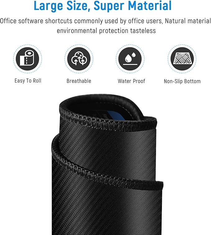 JIALONG Large Gaming Mouse Pad Desk Mat Office Software Excel Shortcuts Mousepad with Personalized Design Extended Size 35.4 X 15.7inches by Office Users