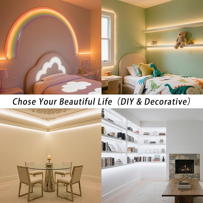 RadiantFlux 50ft LED Light Strip, Warm White Light 3000K-6000K, Ultra-Bright High Lumen, Dimmable 24V LED Light Strip with Remote Control, Flexible Light Strip for Easy Installation