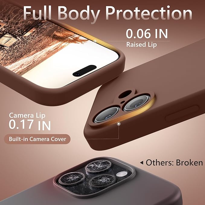 FireNova Magnetic for iPhone 17 Case, Compatible with MagSafe, [Integrated Silicone Camera Control Button] [Camera Protection] Anti-Scratch Microfiber Lining Phone Case, 6.3", Light Brown
