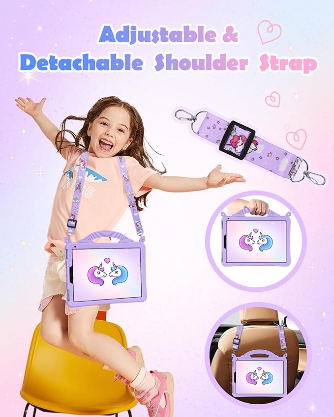 Uppuppy for iPad mini 7 A17 Pro Case 2024/ Mini 6 Case 8.3 Inch 2021 - Cute Girls Kawaii Cover Girly Teen with Rotating Stand & Strap Purple Soft Silicone Cases for iPad mini 7th/6th Generation Cases
