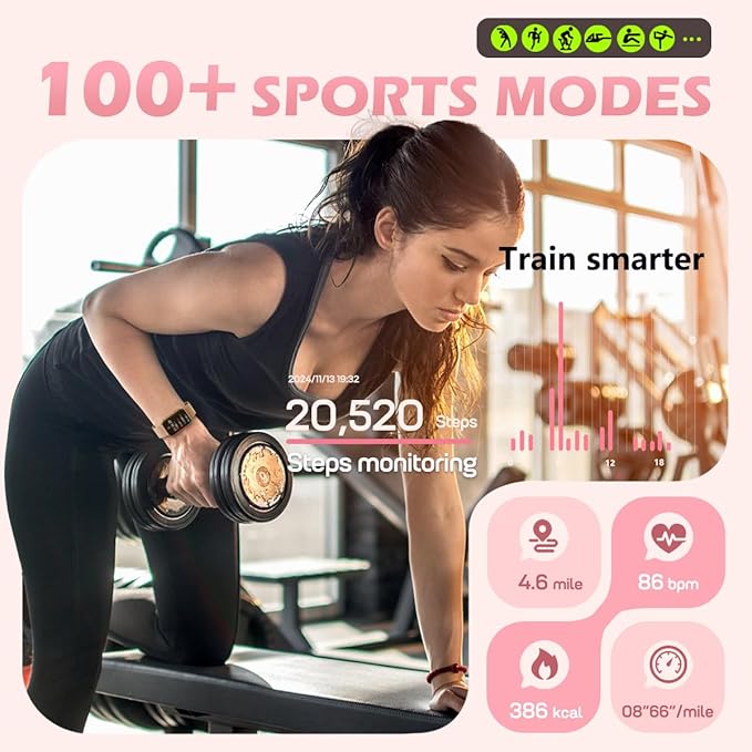 MorePro Health Fitness Tracker for Women Men, 24/7 Heart Rate Blood Pressure & Oxygen Monitoring, Sleep Tracker, 120+ Sport Modes Smart Watch, IP68 Waterproof, 2 Bands, Compatible Android iOS