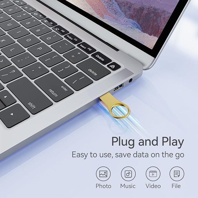 RAOYI 3 Pack 32GB Metal Key Shape USB Flash Drive, USB 2.0 Memory Stick Thumb Drives Jump Drive (Black/Silver/Gold, 3 Mixed Colors)