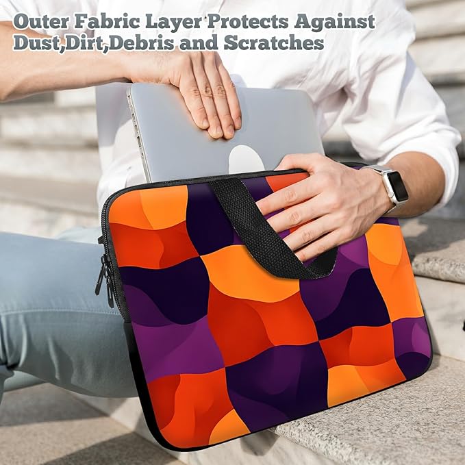 Laptop Sleeve Case Bag 15 inch, Colorful Checkerboard Slim Carrying Case Handbag Travel Laptop Bag for 15 inch MacBook Air M3/M2/15 Pro/Surface Laptop 7/6/5/4/3/ Dell XPS 15 Plus