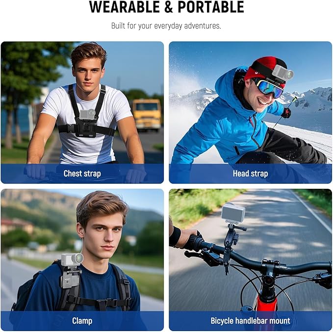 NEEWER 35 in 1 Action Camera Pro Accessories Kit Compatible with DJI Osmo Action 5 Pro 4 3 GoPro, Quick Release Adapter Mount for Diving Hiking Motorcycling Mountain Cycling Skiing Surfing Vlog, GP-51