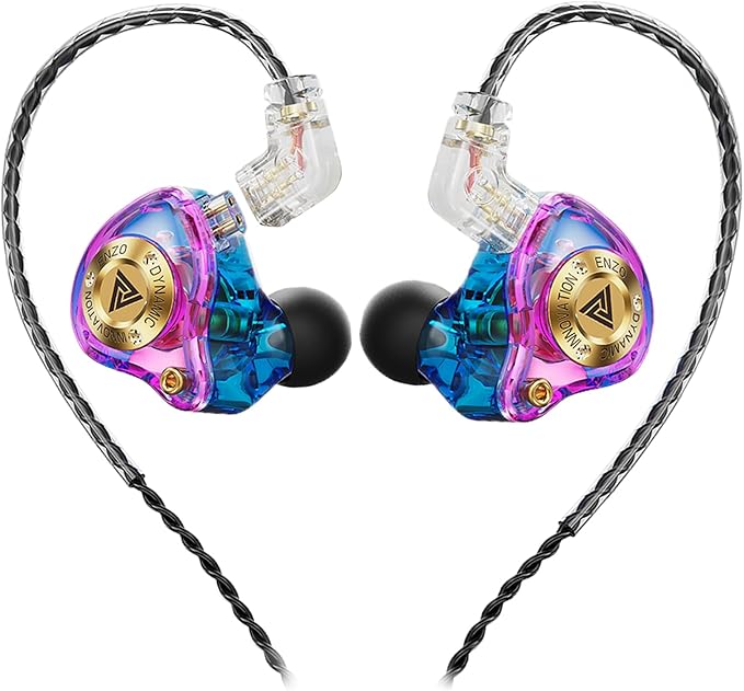 Piluyaa Wired Gaming Headphones IEM Earphones with 1DD，QKZ ENZO in Ear Monitor, HiFi Detachable Cable Earbuds, Bass Sound with New 11mm Dynamic Driver for Video Music Gaming (Colorful)