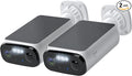 Geeni Falcon Smart Solar Battery Camera 2K+ – Outdoor Camera Wireless, Weather Resistant with Solar-Powered Battery, Motion Alerts, Color Night Vision, Two-Way Audio — 2-Pack, White